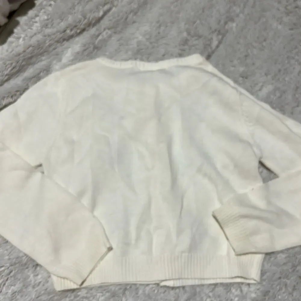 Carters 6 creamy white black bow appliqués cardigan cotton blend euc holiday